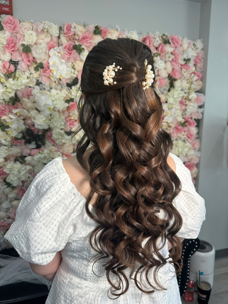 Bridal Hair Updo Or Half Up at Annie’s Vanity Bridal Beauty in Cumberland, RI