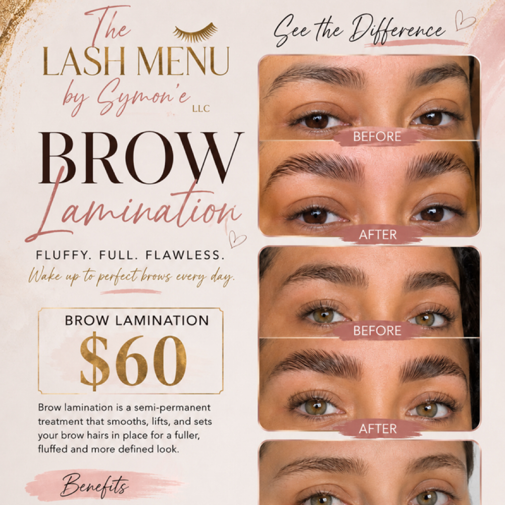Brow Lamination at The Lash Menu By Symon’e in Pensacola, FL