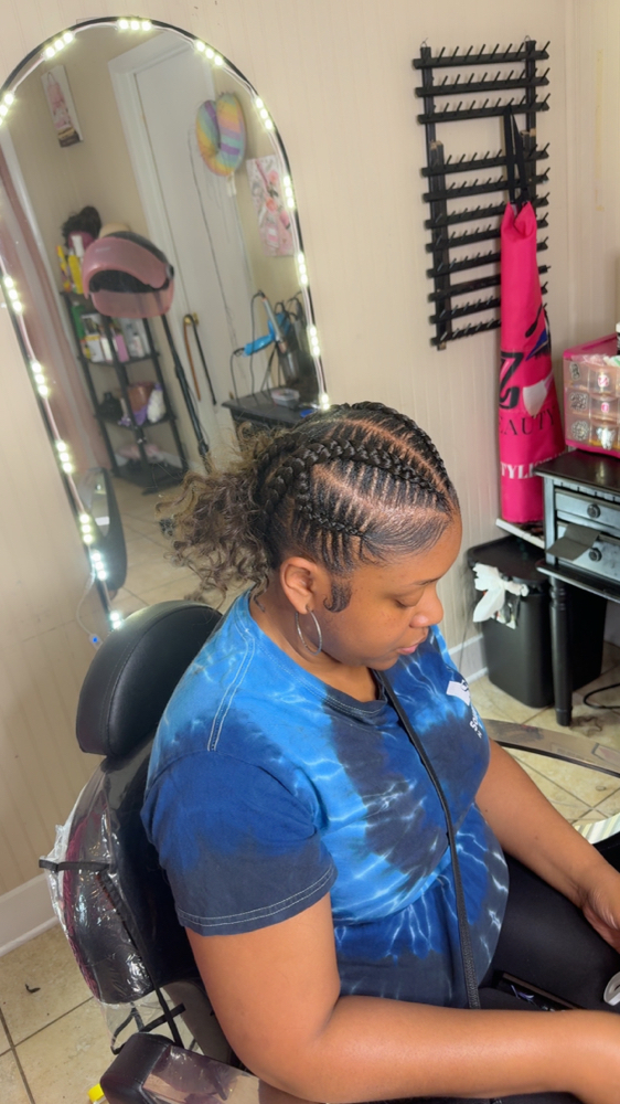 4 Stitch Braid With Curl Hair Added