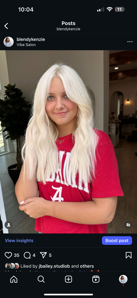 Lighter On Scalp Retouch(not Foils) at Mackenzie Woodard in Tuscaloosa, AL