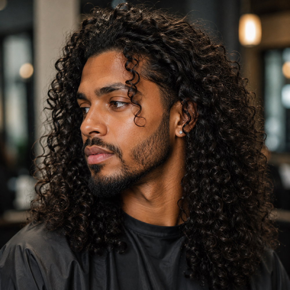 MEN’S LONG & CURLY CUT at The Barber Artist Studio in Round Rock, TX