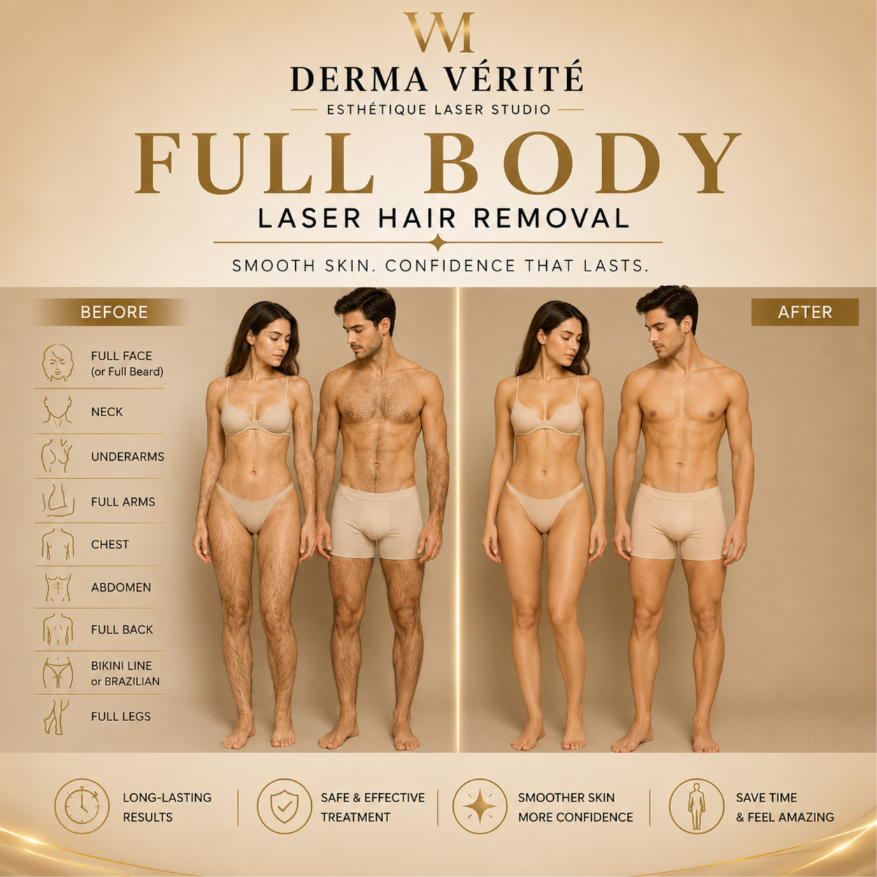 Full Body Laser Hair Removal at Derma Verite Esthetique Laser Studio in Elmhurst, NY