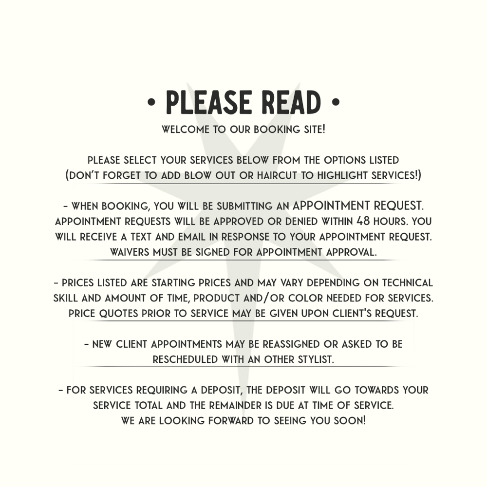 please read prior to booking ✨ at THE PINES hair co. in Lansdale, PA