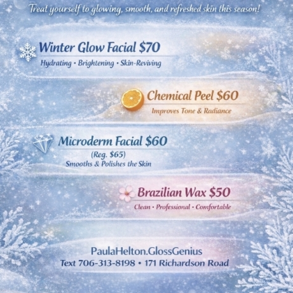 Winter Special Chemical Peel at Fixations Beauty with Paula in Calhoun, GA