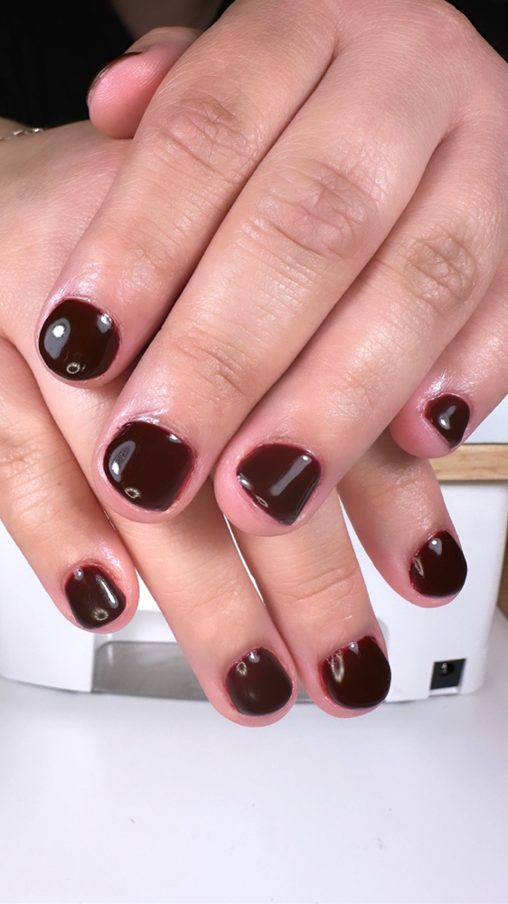 Russian Mani With Solid Color at The Nailiste in Tujunga, CA
