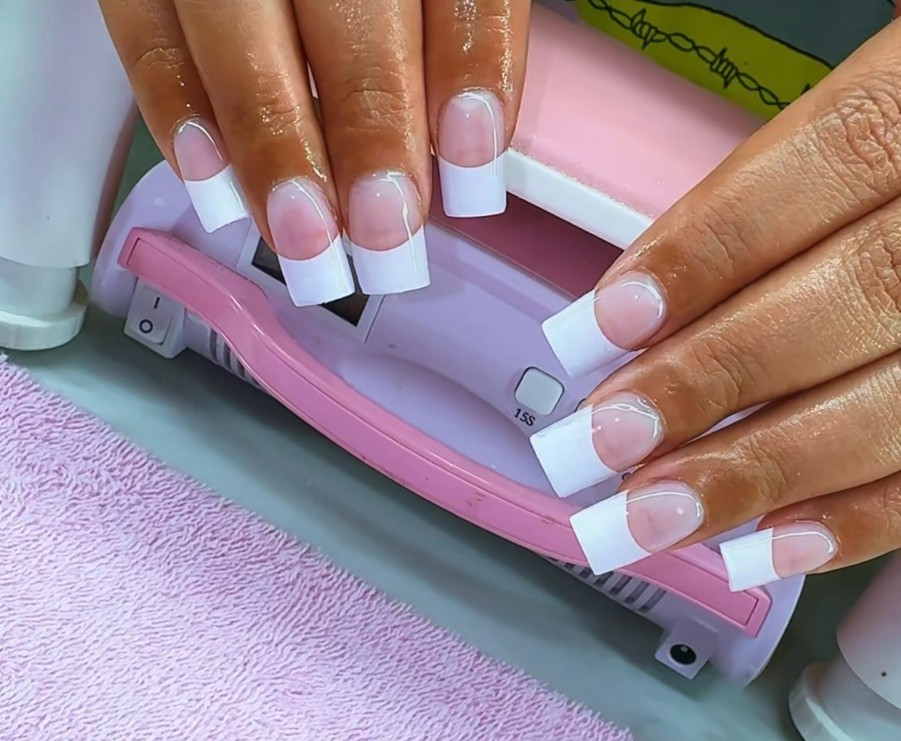 Old School French đź’… Special at Tips and toes nail spa in Converse, TX