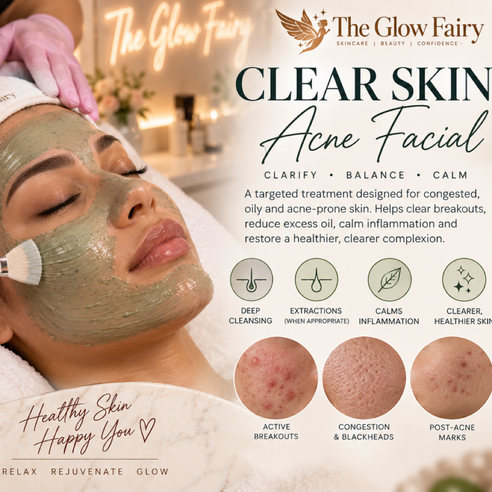 Clear Skin Acne Facial at the glowfairy spa in framingham, MA