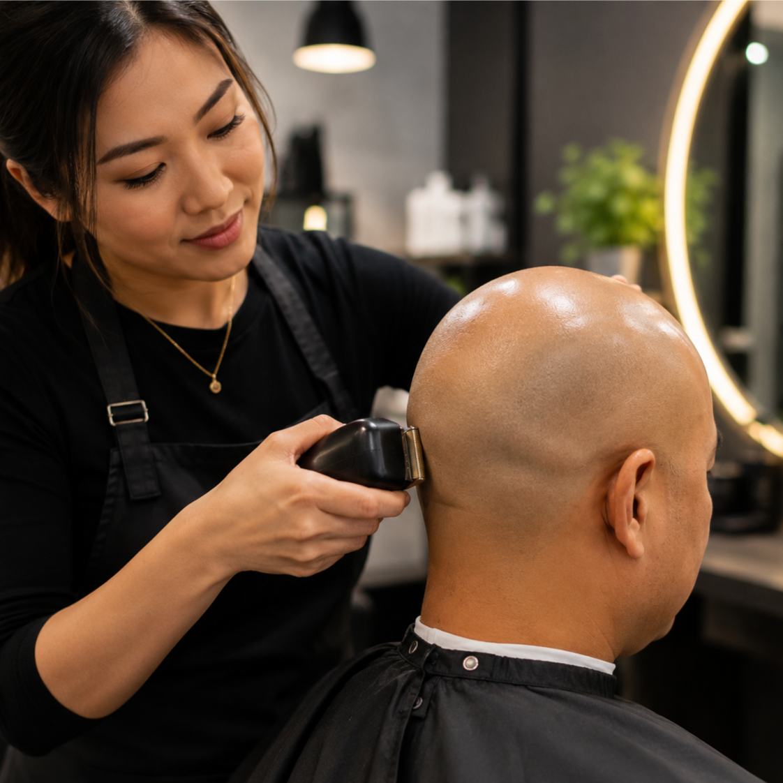 Bald Head Shave (Shaver) at HairBar Salon BarberShop in Cross Roads, TX