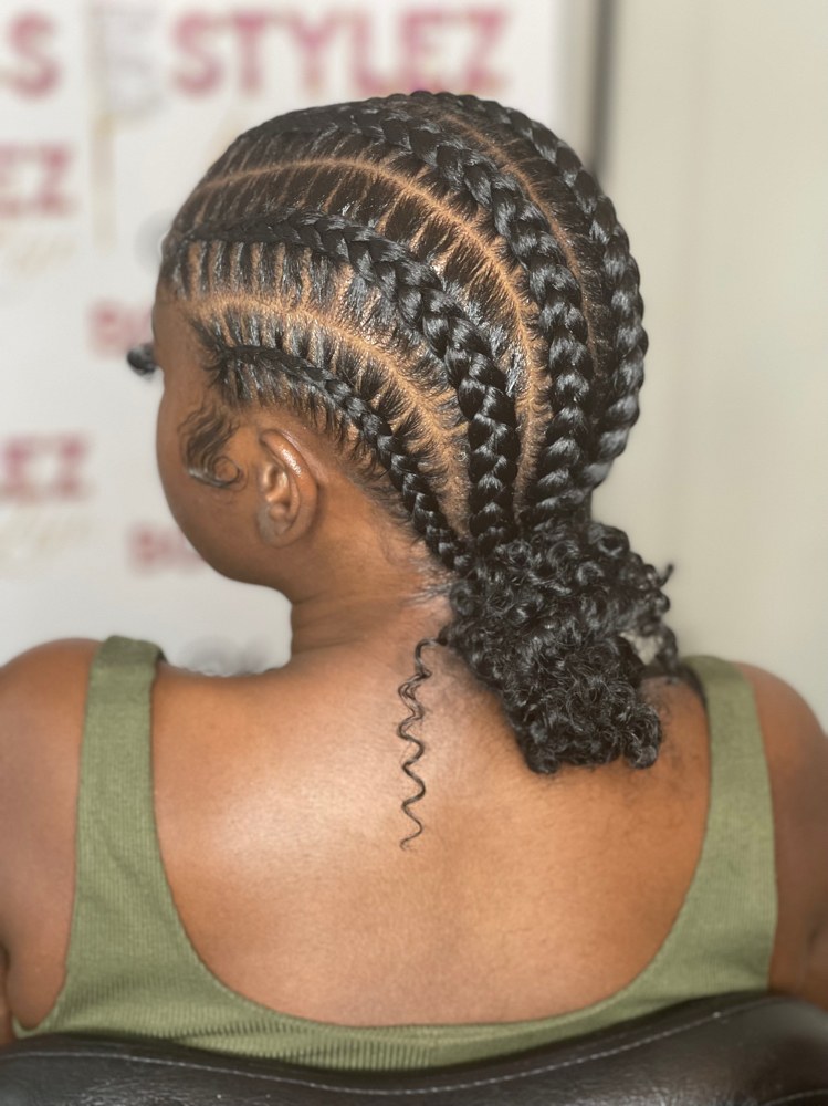 4-6 Stitch Braids With Curly Hair