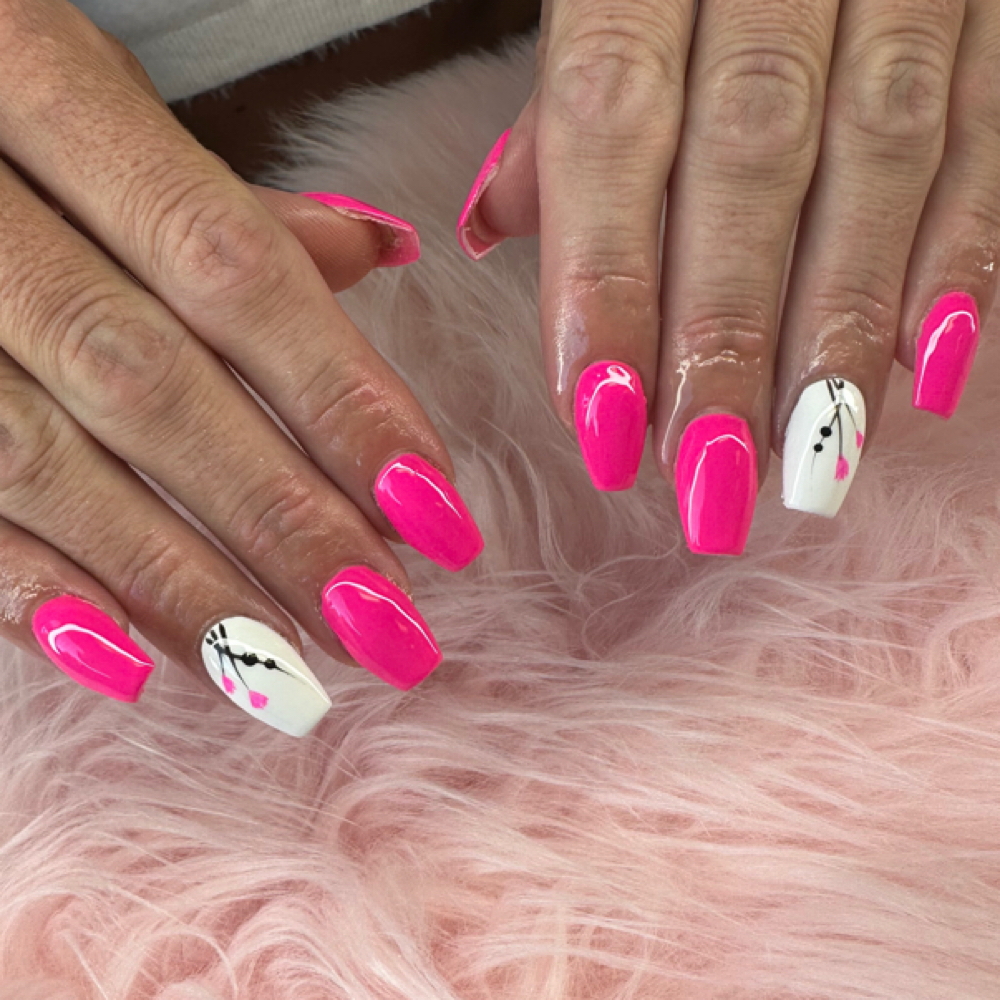 acrylic full set medium w/brook at Tips&Clips Hair&Nails in lincoln park, MI