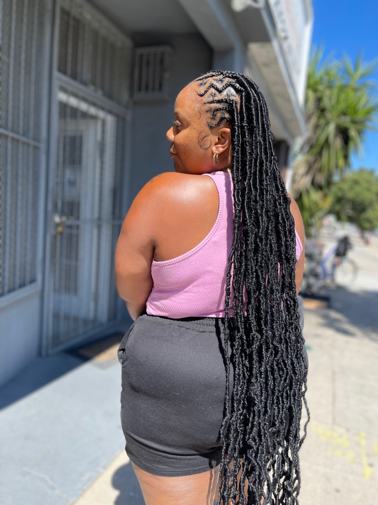 Designed Cornrows w/ Butterfly Locs at QueenDi Beauty in Los Angeles, CA