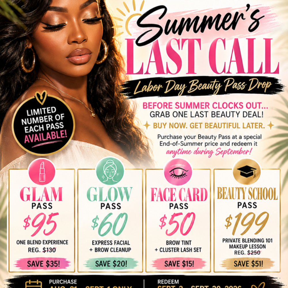 Glow Pass Redemption| PREPAID ONLY at Blend Beautique X Tasha D. Beauty in Hueytown, AL