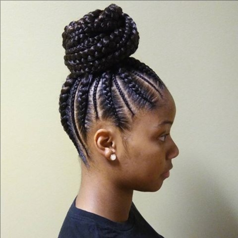JUMBO FEEDING CORNROWS UPDO at Favourite Hair Braiding in Cantonsville, MD