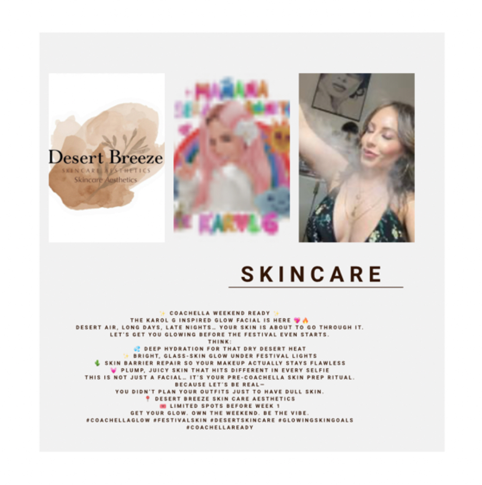 Karol G Coachella at Desert Breeze Skin Care Aesthetics in Palm Springs, CA