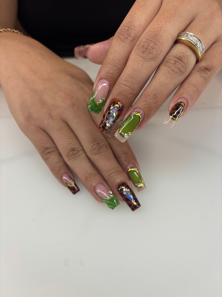 FULL SET+DESIGNS+3D NAIL ART