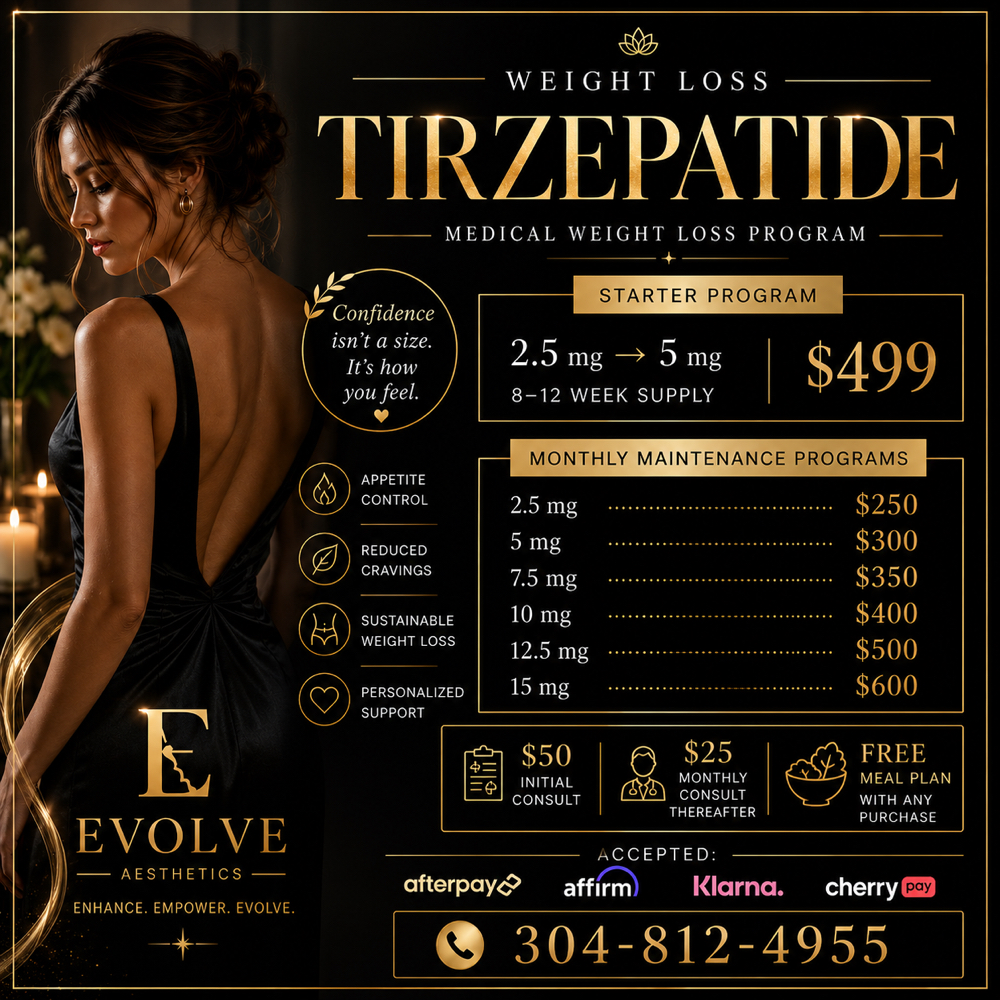 Tirzepatide GLP1 Injections at Evolve Aesthetics in Point Pleasant, WV