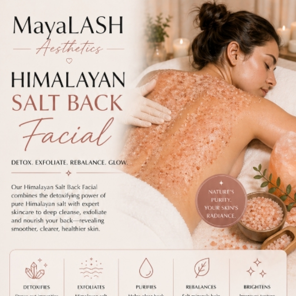 Back Facial- Himalayan Salt at MayaLASH Aesthetics| Professional Lash Lifts & Facials in Norwood, MA in Norwood, MA