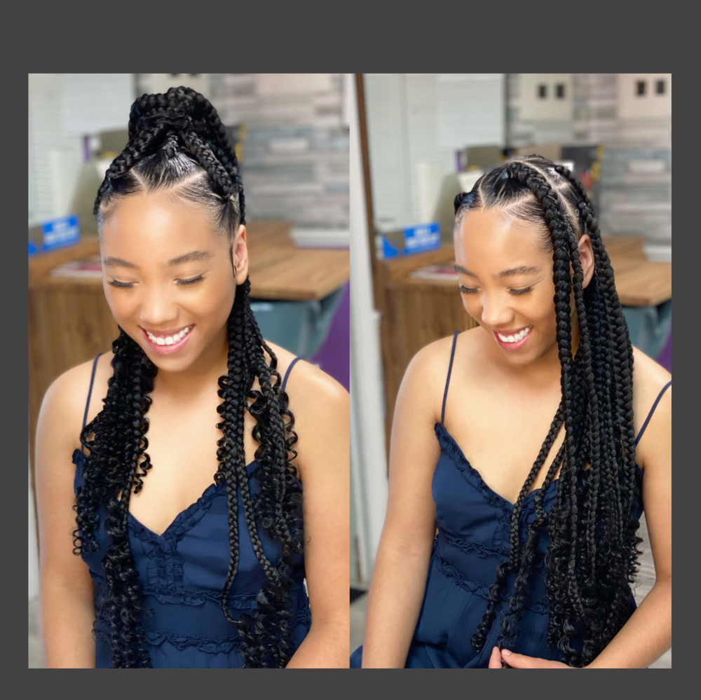 JUMBO BOX BRAIDS CURLY RODS ENDS