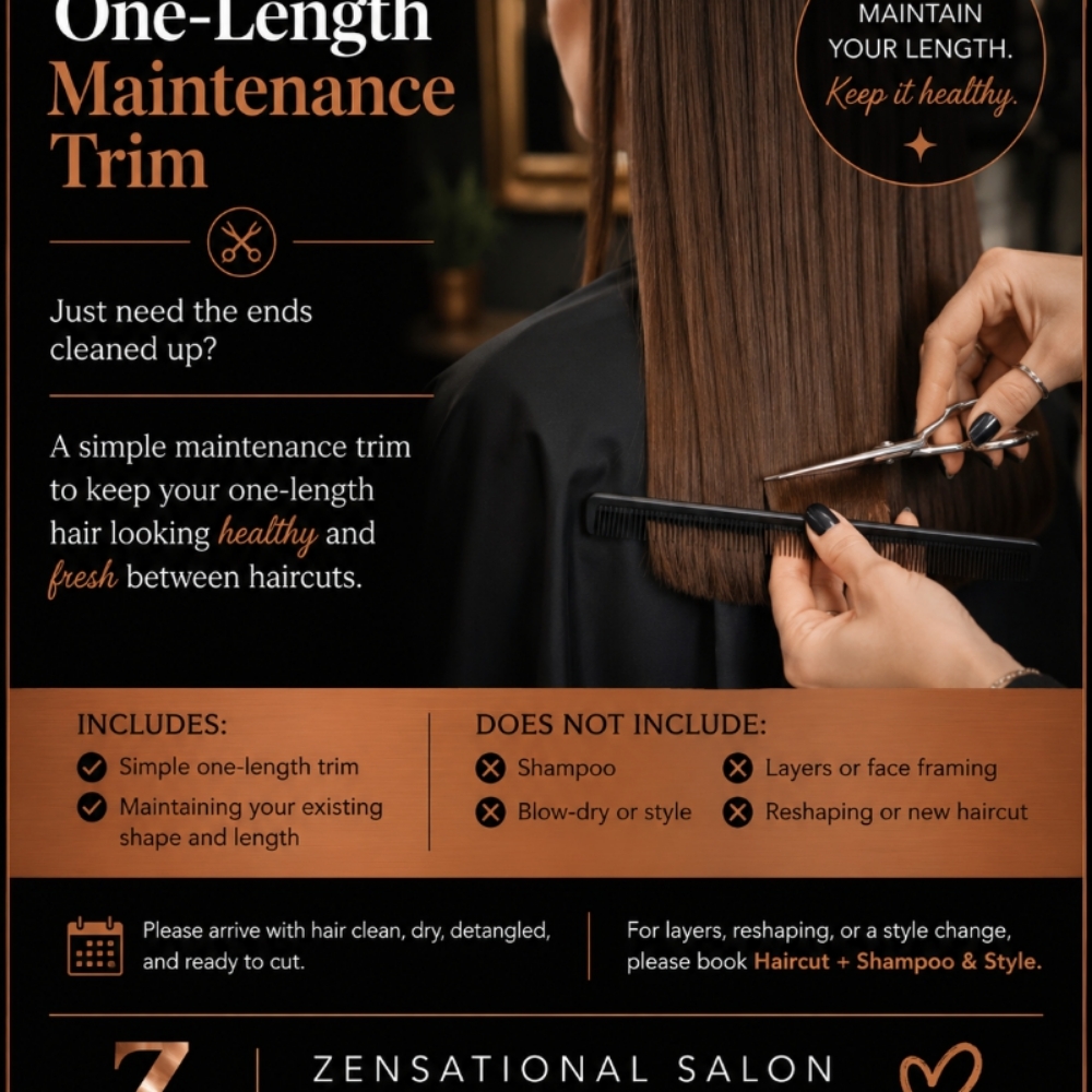 1 Length Maintenance Trim at Zensational Salon in The Dalles, OR