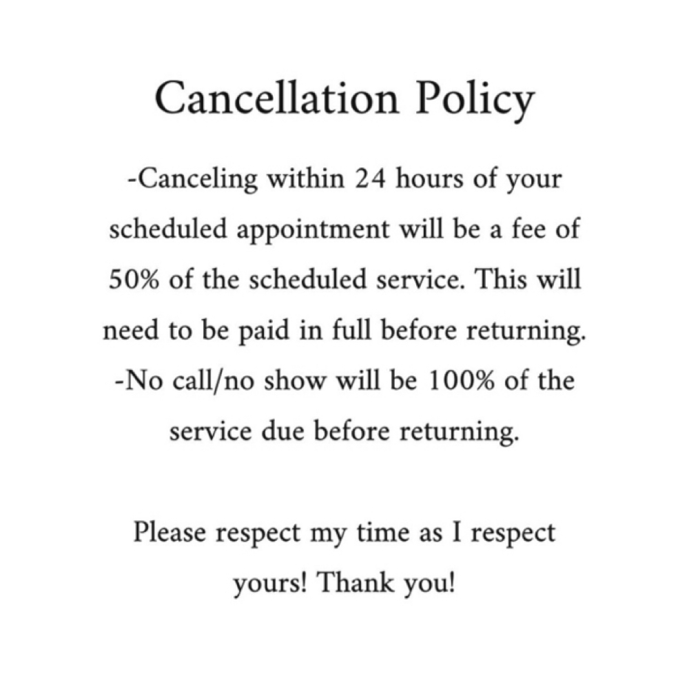 Cancellation Fee at Victoria Esparza Hair in Wichita, KS