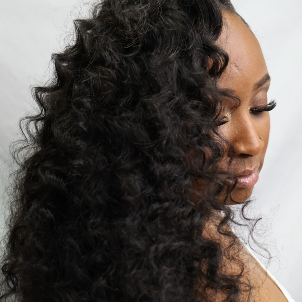 Bohemian Curly Install at Roqmo Hair LLC in Houston, TX
