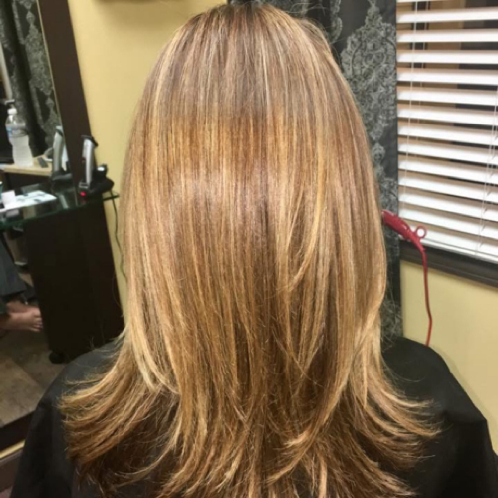 Base Color, Full Foil, Tone, & Cut at Hair Designs by Jessica in Cary, NC