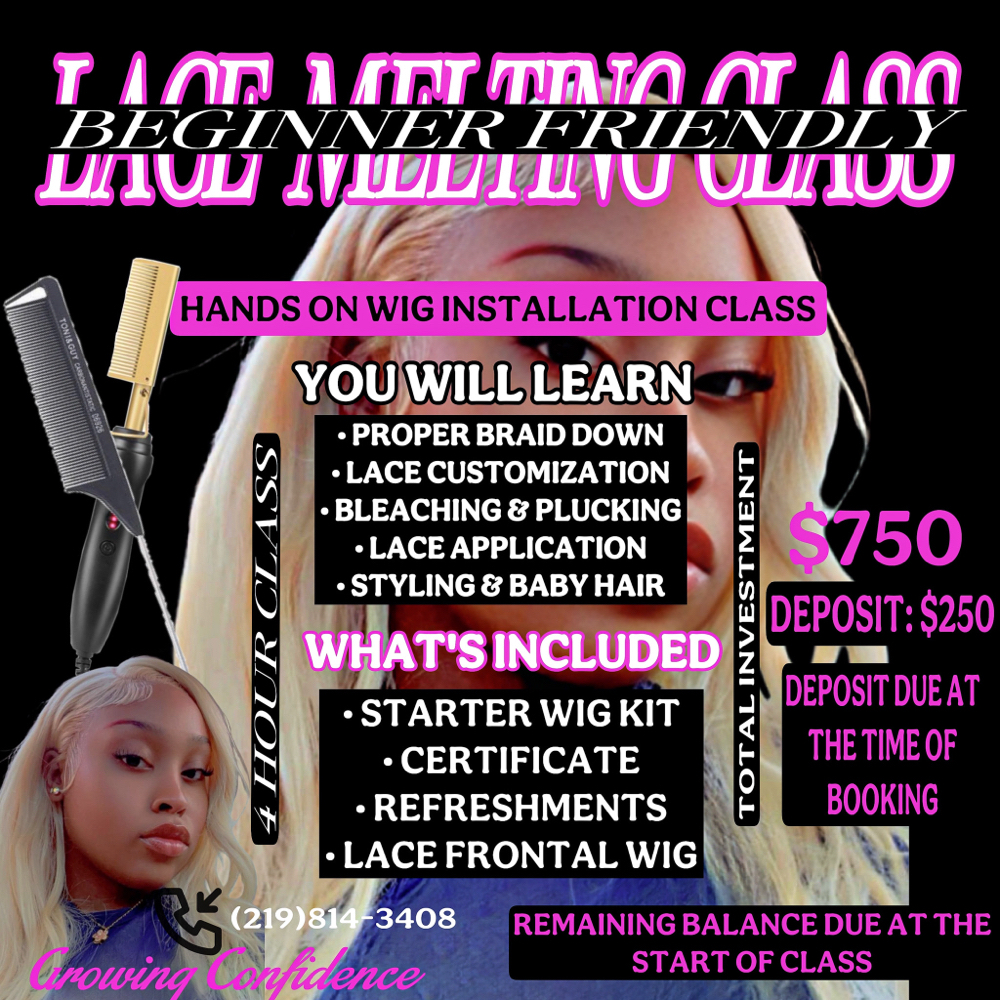 Lace Melting Class at Growing Confidence in Michigan City, IN