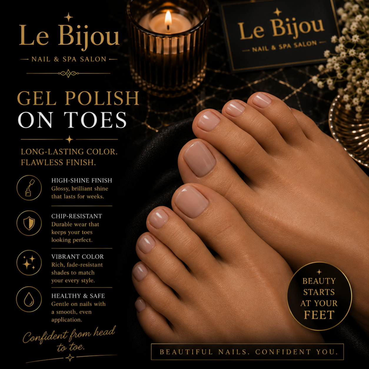 Pedicure - Gel Polish Add-On at Le Bijou Nails and Spa Salon in Houston, TX