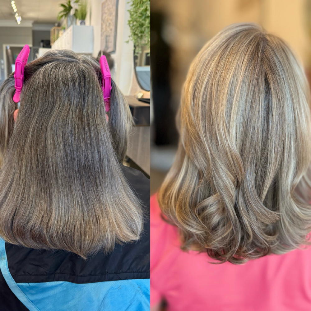 Natural Gray Blending at Kristin Sharma l Blonding Specialist & Luxury Hairstylist in Vero Beach, FL