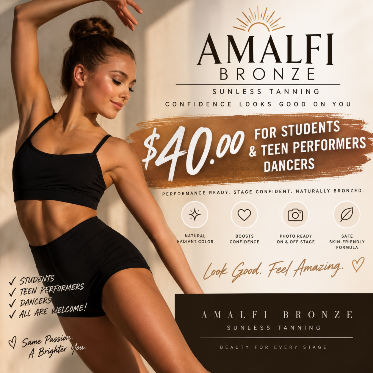 Student Teen and Performers Tan at Amalfi Bronze By Bella in Marysville, CA