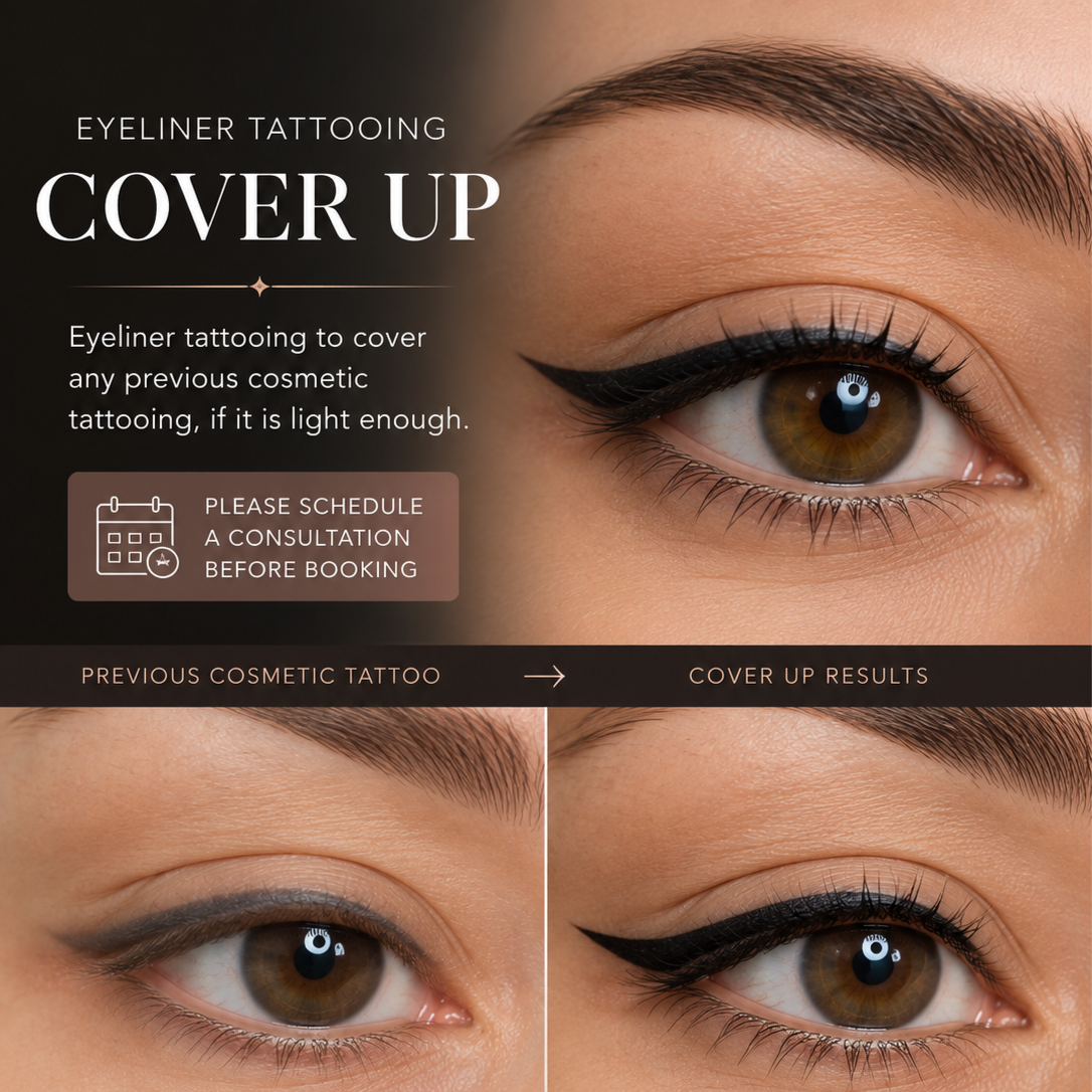 Eyeliner Tattooing Cover Up at Indigo Ink 210 in San Antonio, TX