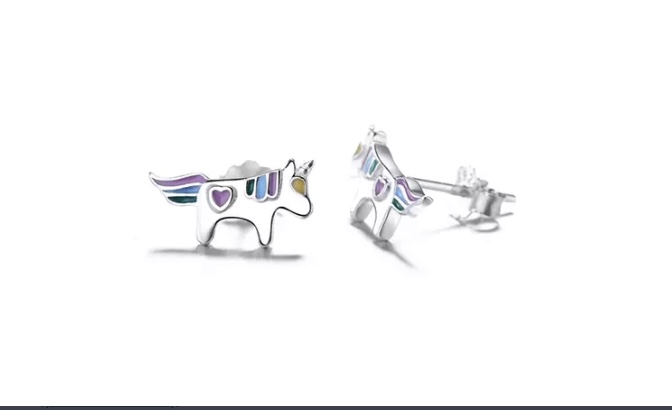 Sterling Silver Unicorn Studs