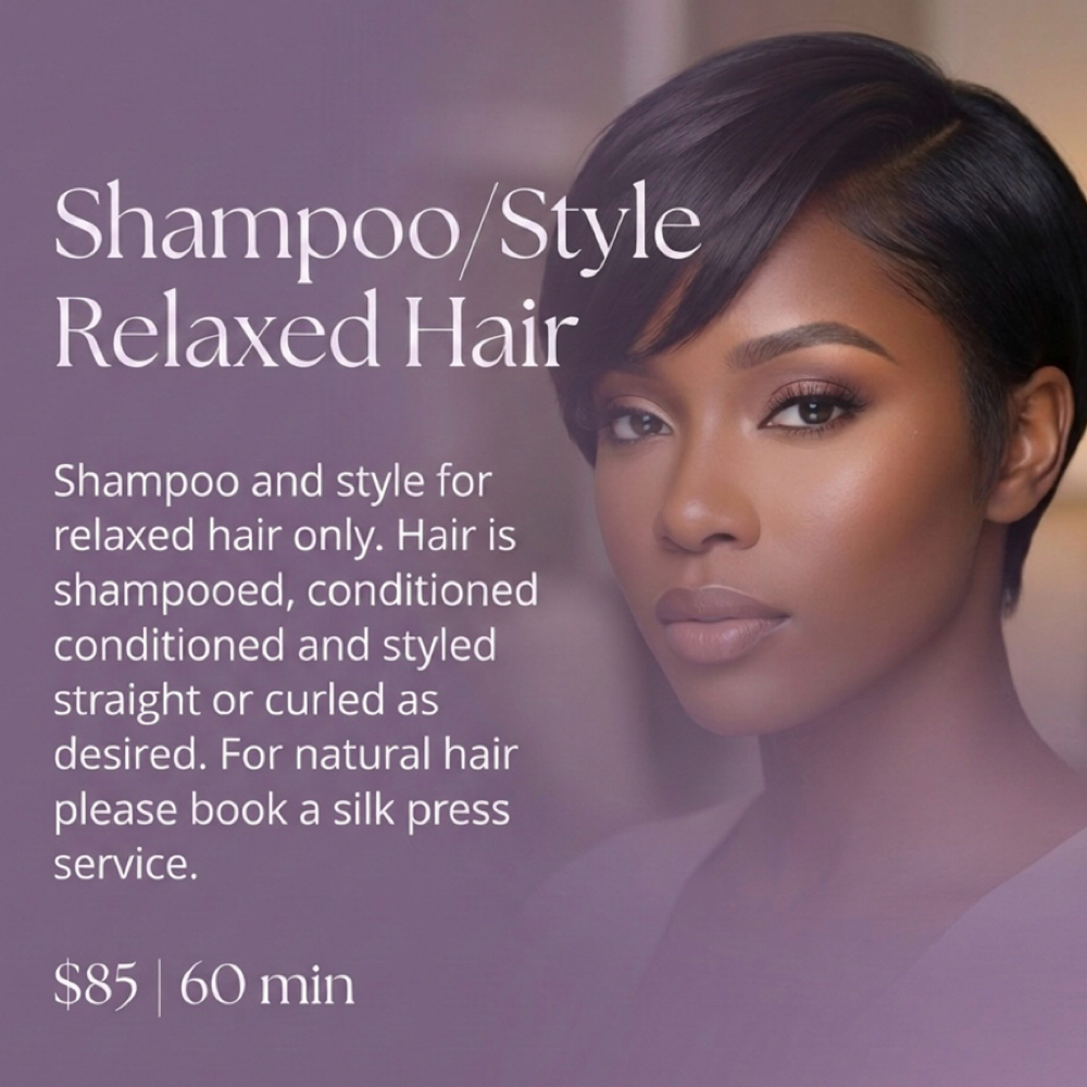 Shampoo/Style Relaxed Hair at Hair by J’Rena’ in Lawrenceville, GA