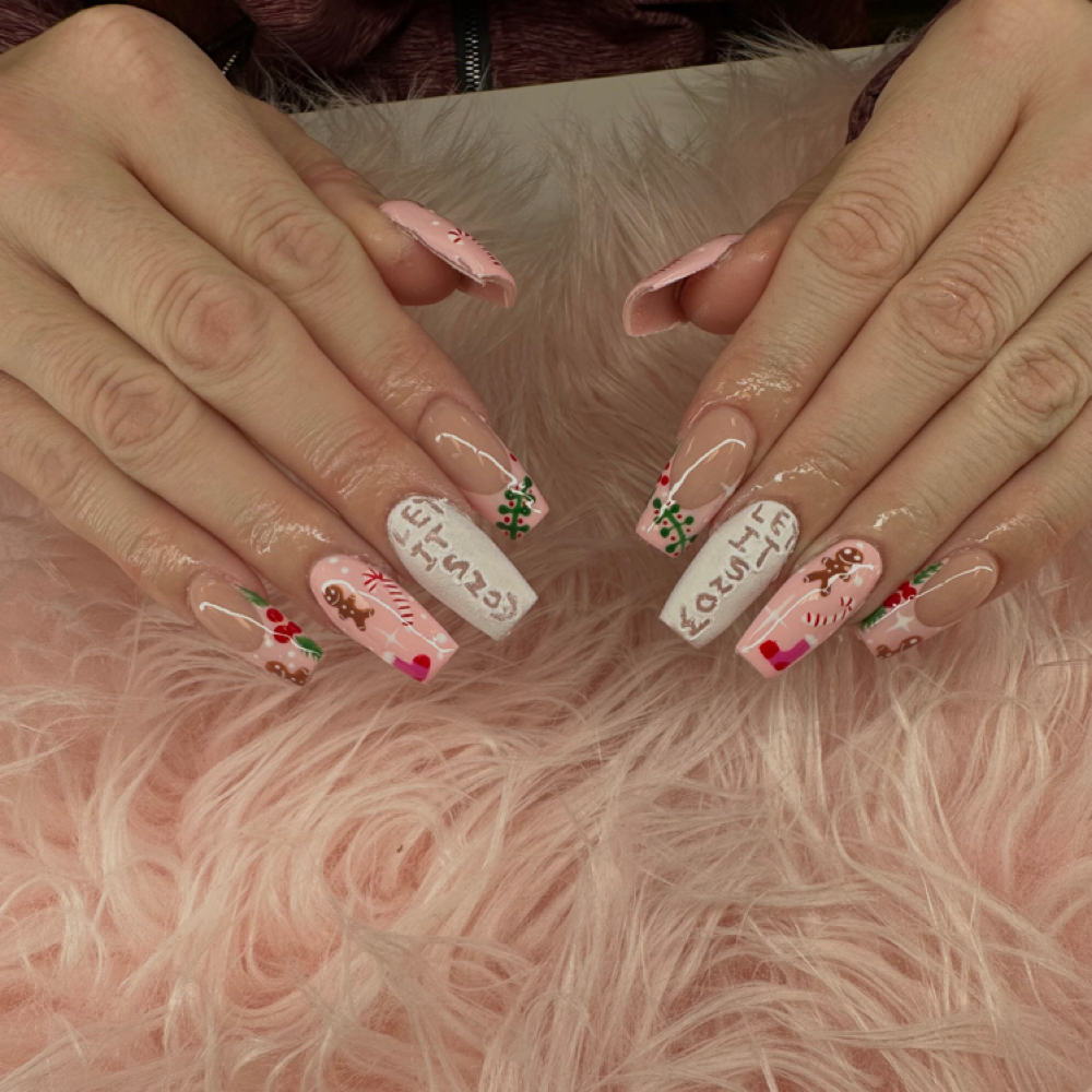 acrylic full set long/xl w/brook at Tips&Clips Hair&Nails in lincoln park, MI