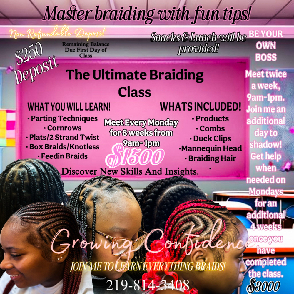 The Ultimate Braiding Class at Growing Confidence in Michigan City, IN