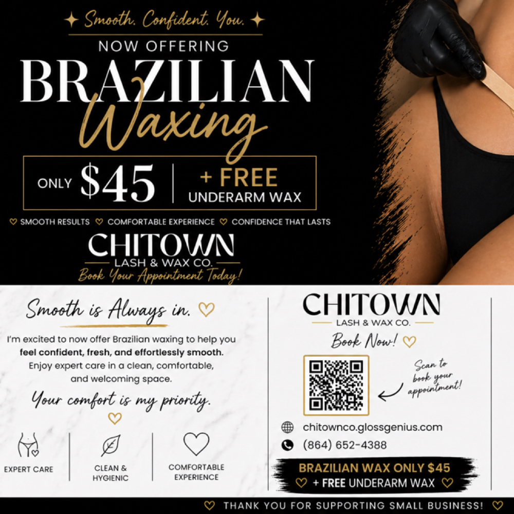 Brazilian Wax Special (New Client) at chitown lash & wax co in Greenville, SC