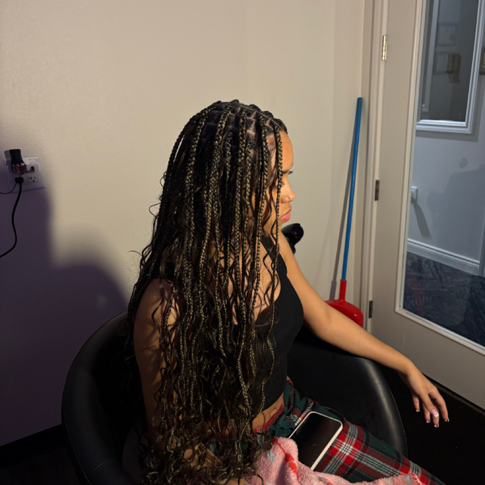 Smedium Thigh Length Boho Knotless at The Braid Studio in Arlington Tx, TX