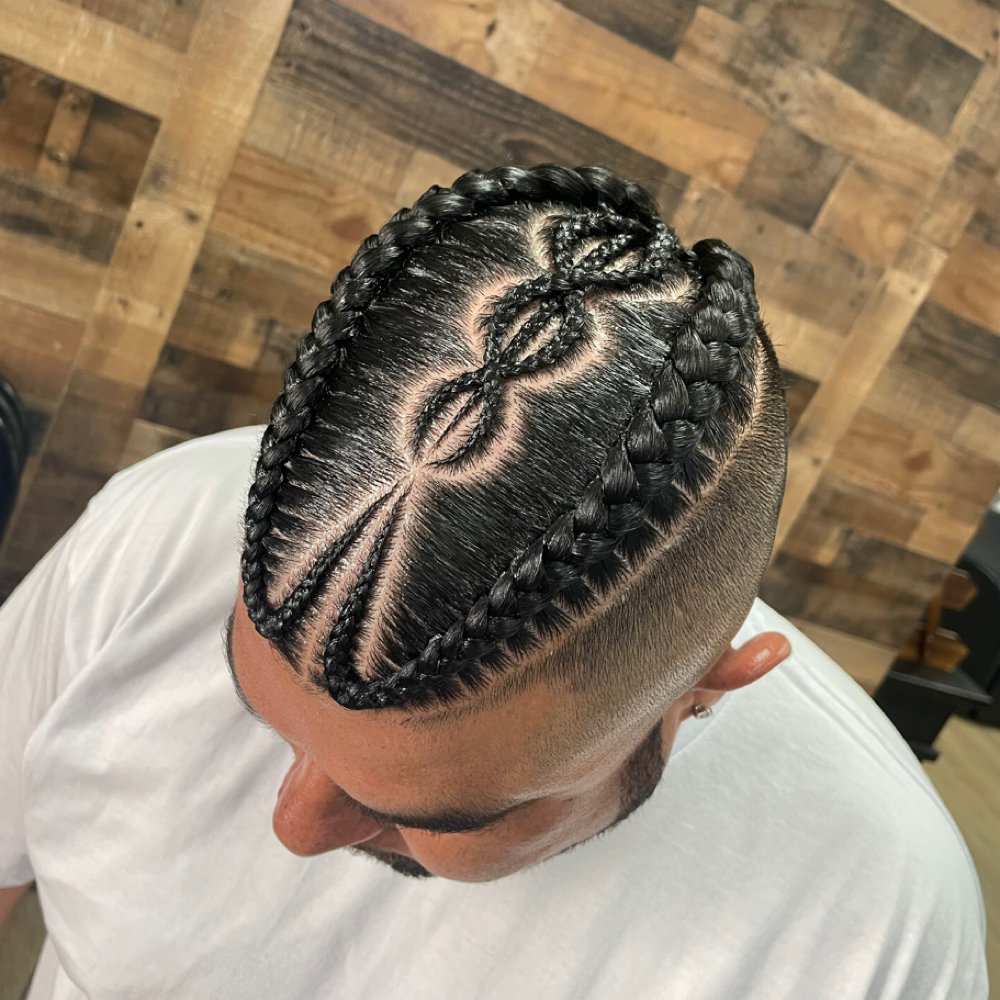 2 Braids W/middle design-Half Head at Mane Persuasion in Moreno Valley, CA