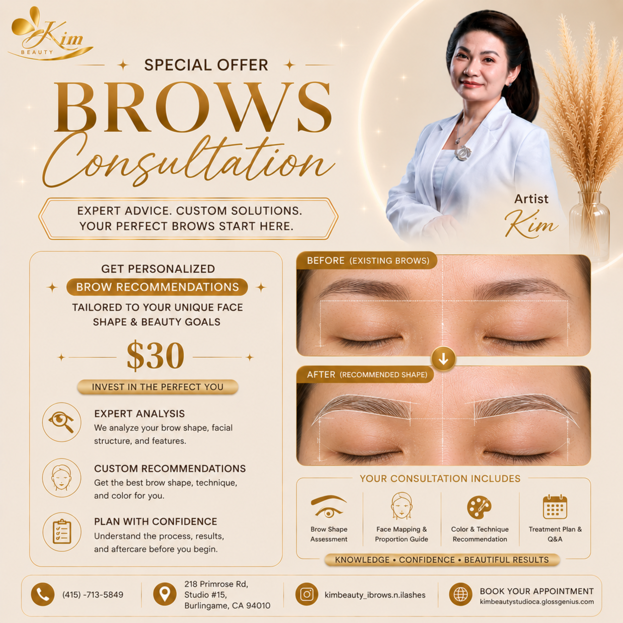 Brows Consultation at KIM BEAUTY STUDIO in Burlingame, CA