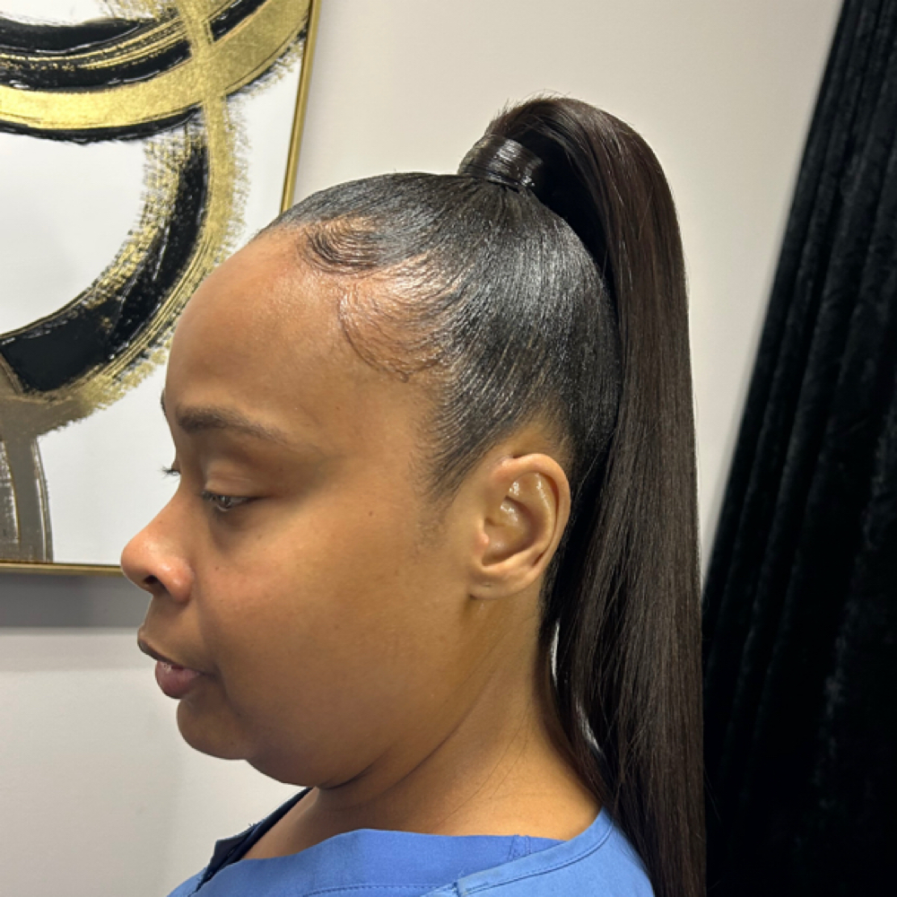 Sleek Ponytail On Relaxed Hair at The UDQ in Memphis, TN