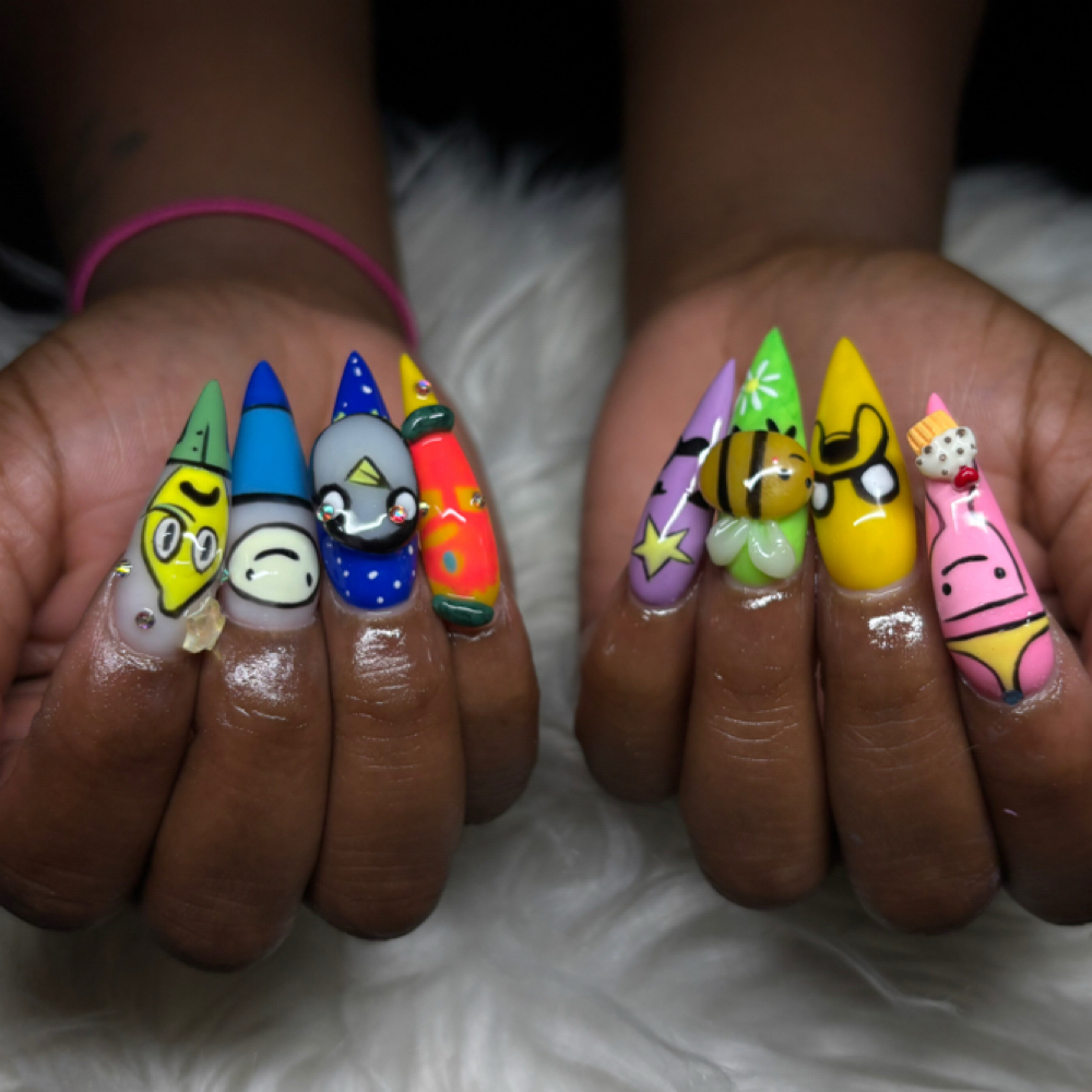 Hand Painted Character Art at Nails By Jailin Alyssa in Maple Heights, OH