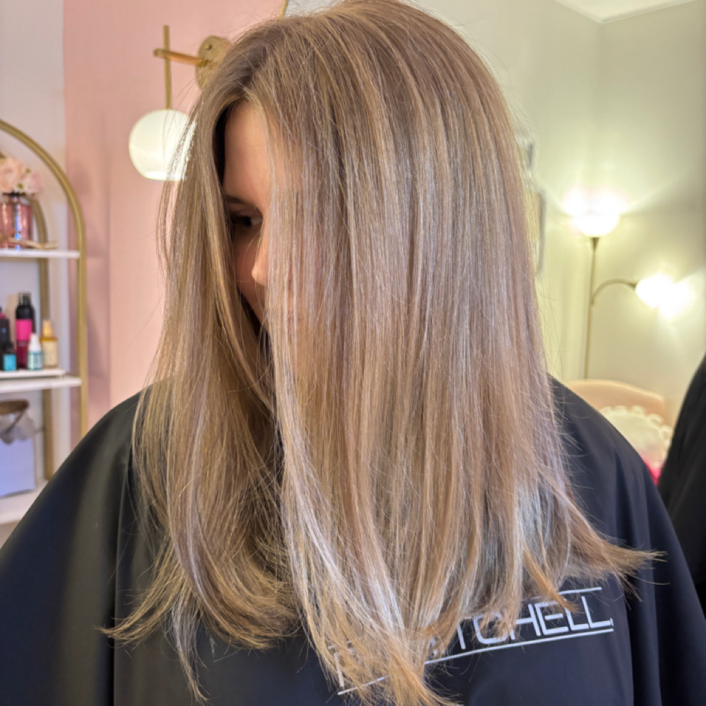 All Over Base Color with Foils at Three Little Birds Hair Salon in Columbia, SC