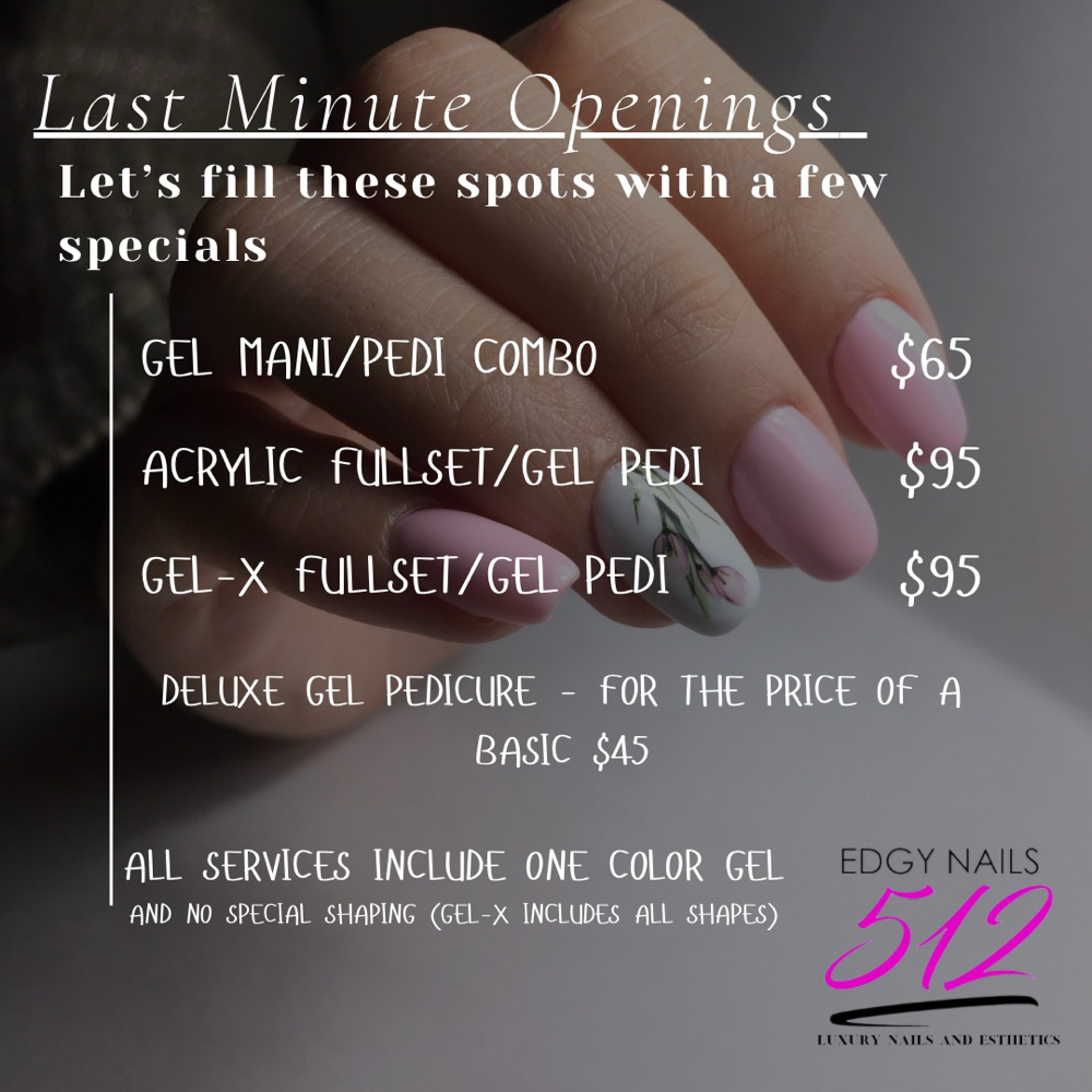 Gel mani/pedi Combo at Edgy Nails 512 in Buda, TX