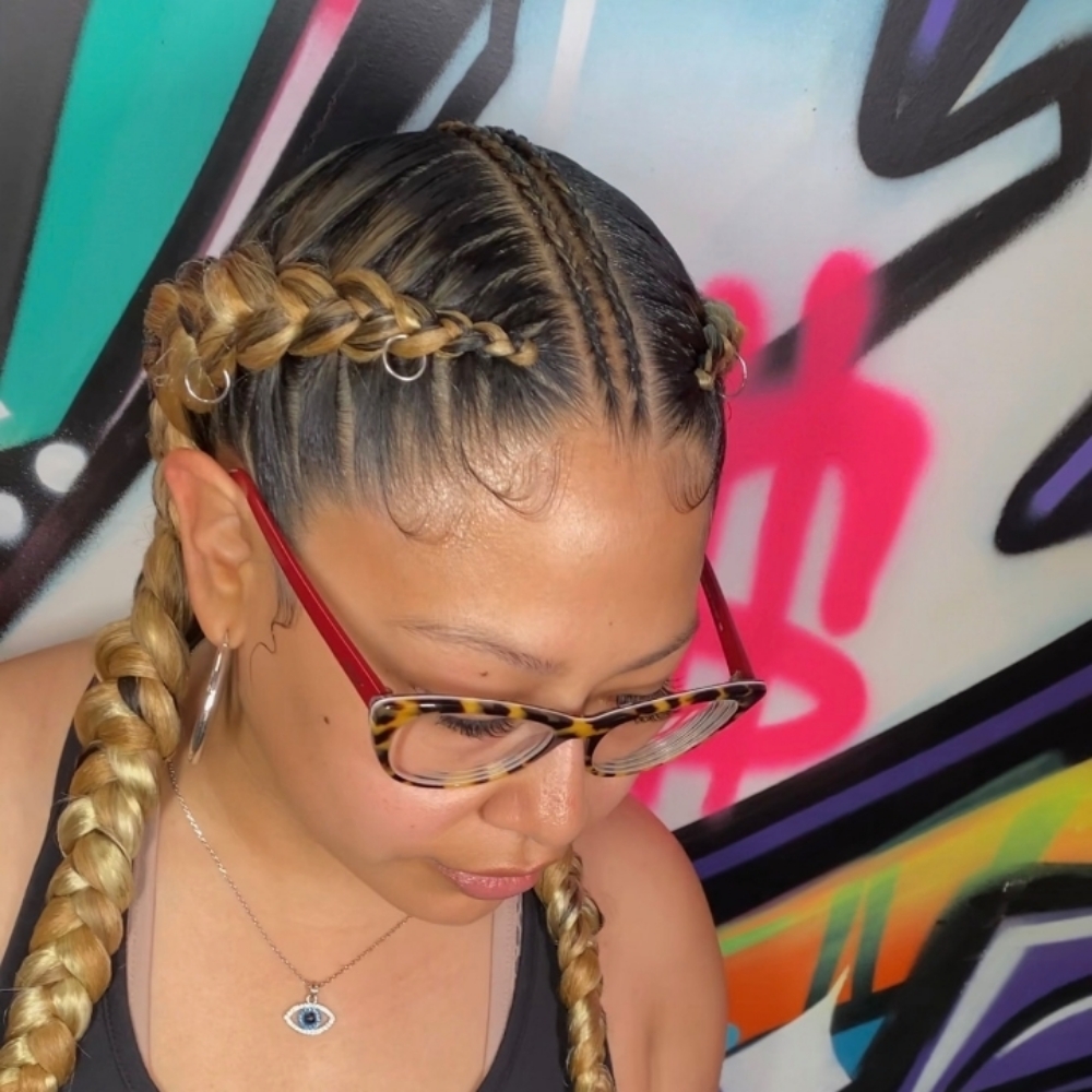 2 Braids W/Minis Or Simple Design at JayBug Braids & Styling in Pomona, CA