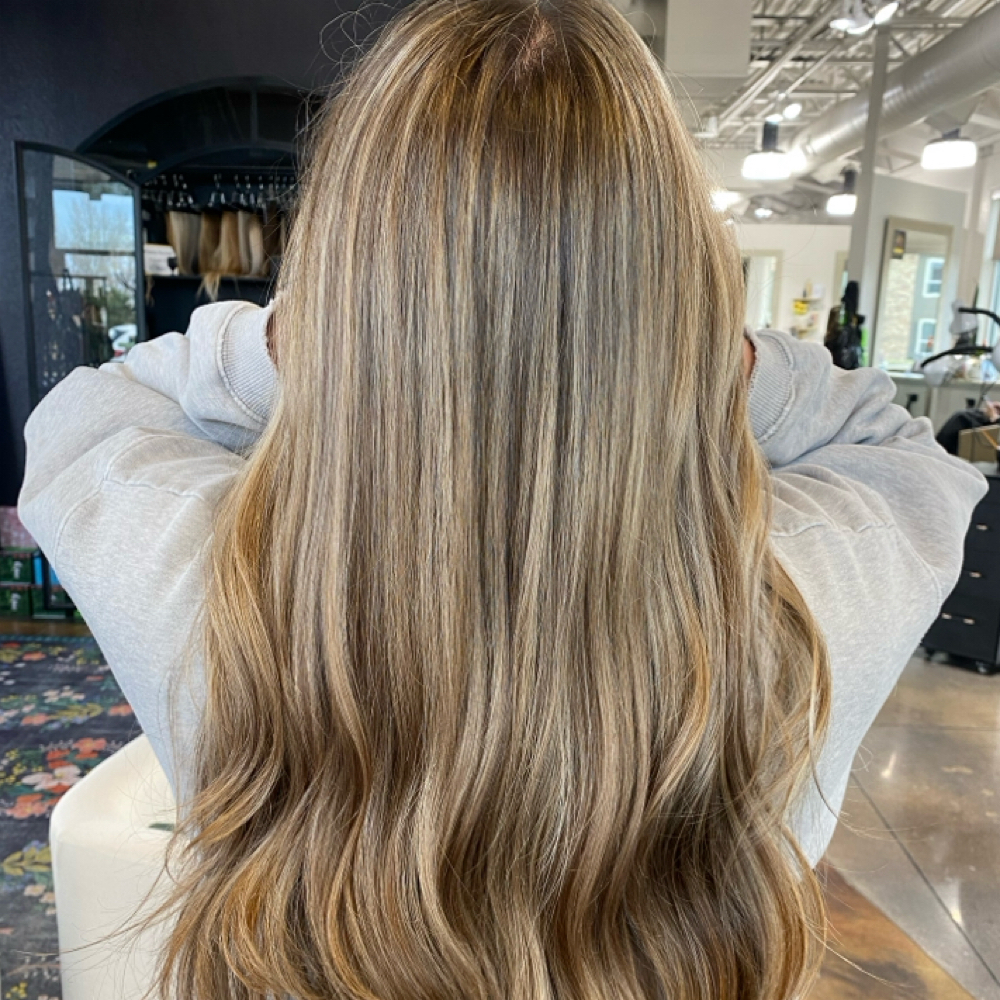 Shampoo Blowdry W Extensions at Nicole Sherman hair co in Parker, CO