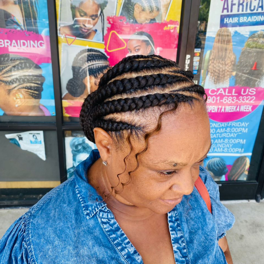Corn Rows at Mame’s  hair braiding in Cordova, TN