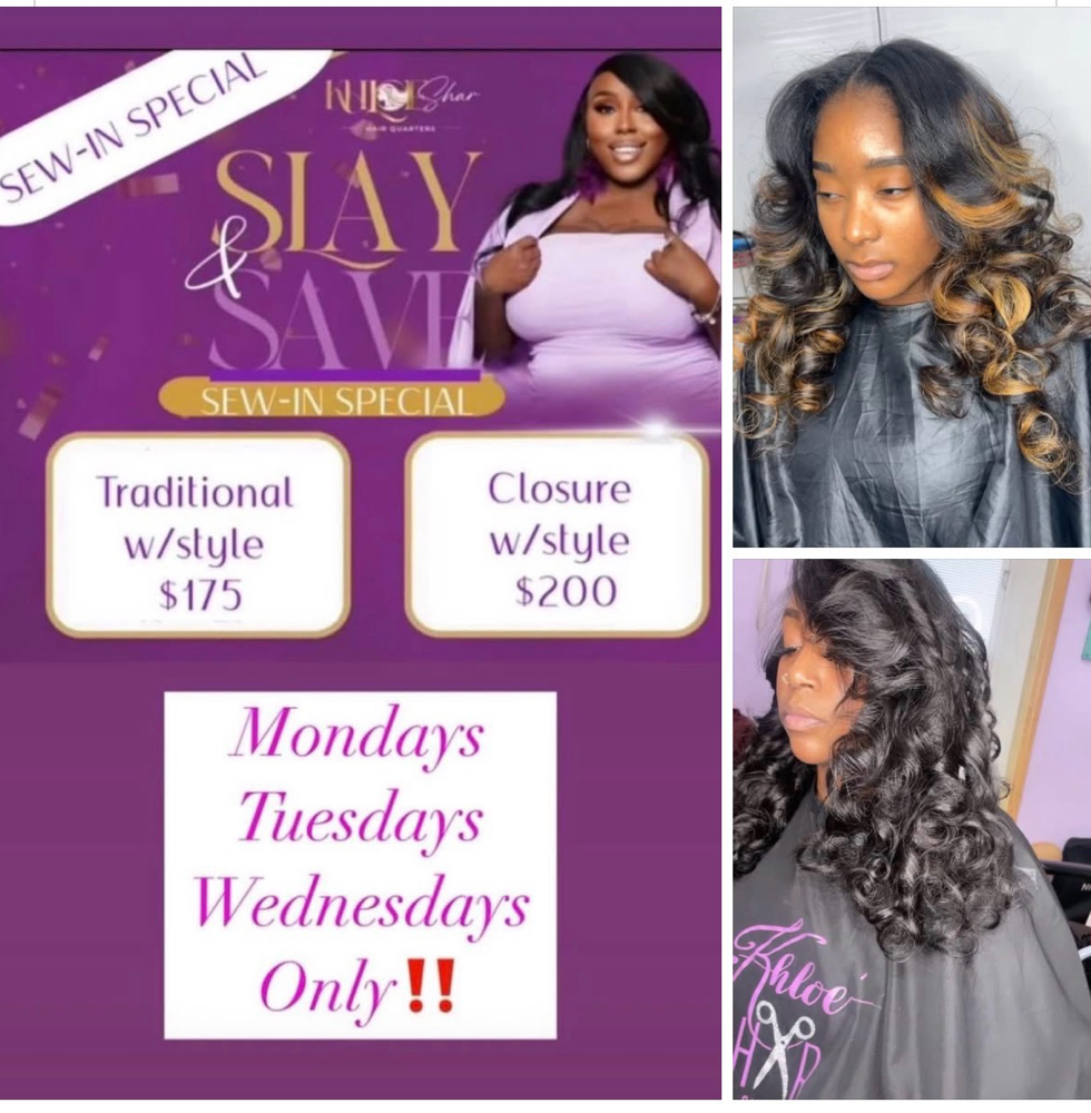Sew-in Special (Mon-Wed only!) at Khloe’Shar Hair Quarters in Tinley Park, IL