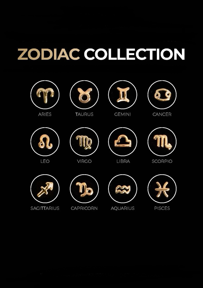 18KT Gold Zodiac Tooth Gem
