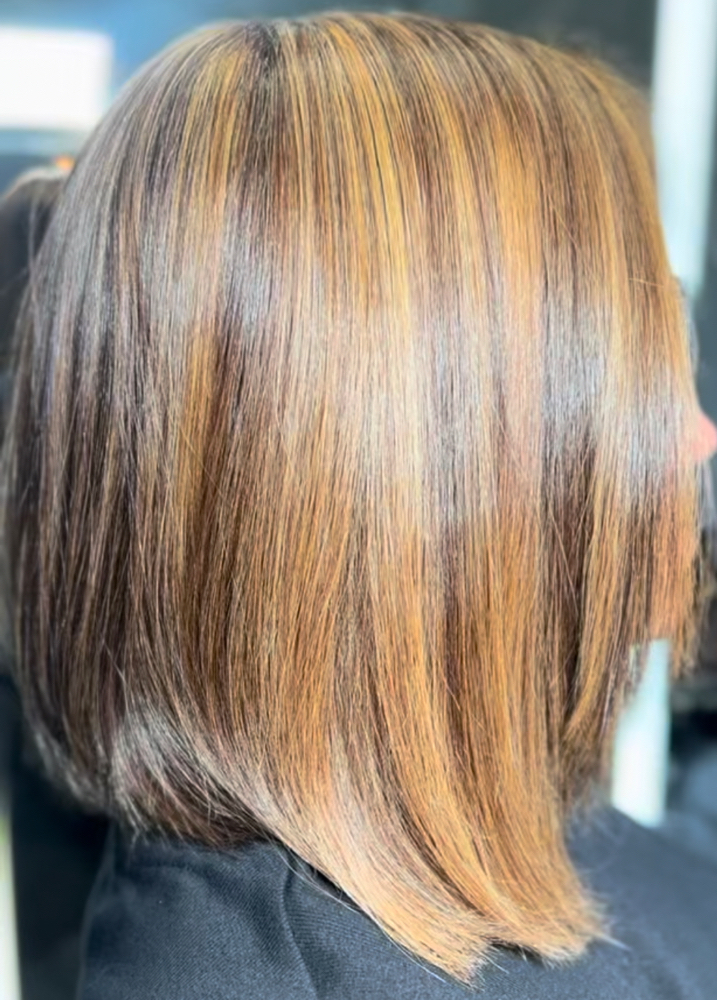 Silk Press + Partial Highlights