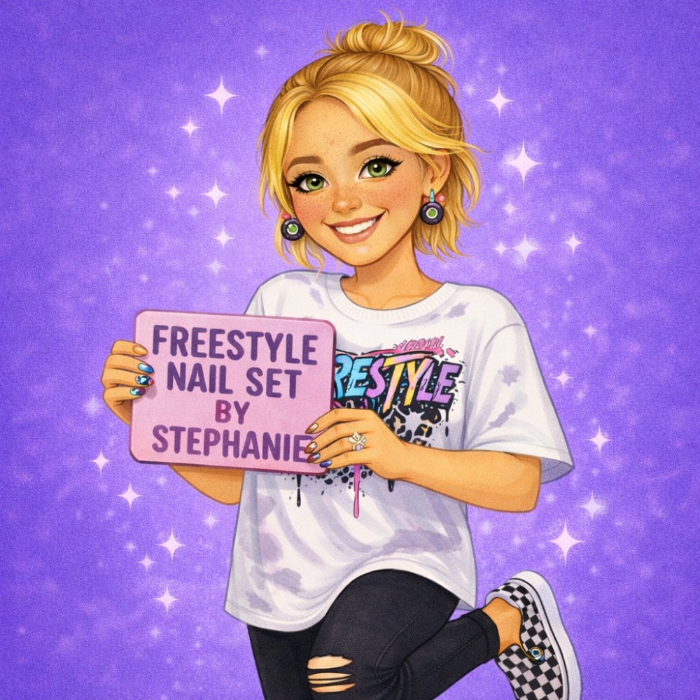 Freestyle Nail Set By Stephanie at freckled opal beauty llc✌🏻 in Salem, IN